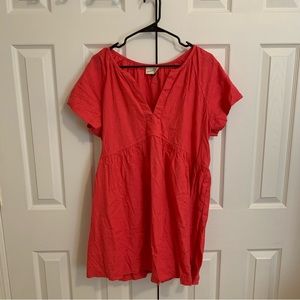 Universal Thread XL Pink Short Sleeve Linen Mini Shirt Dress